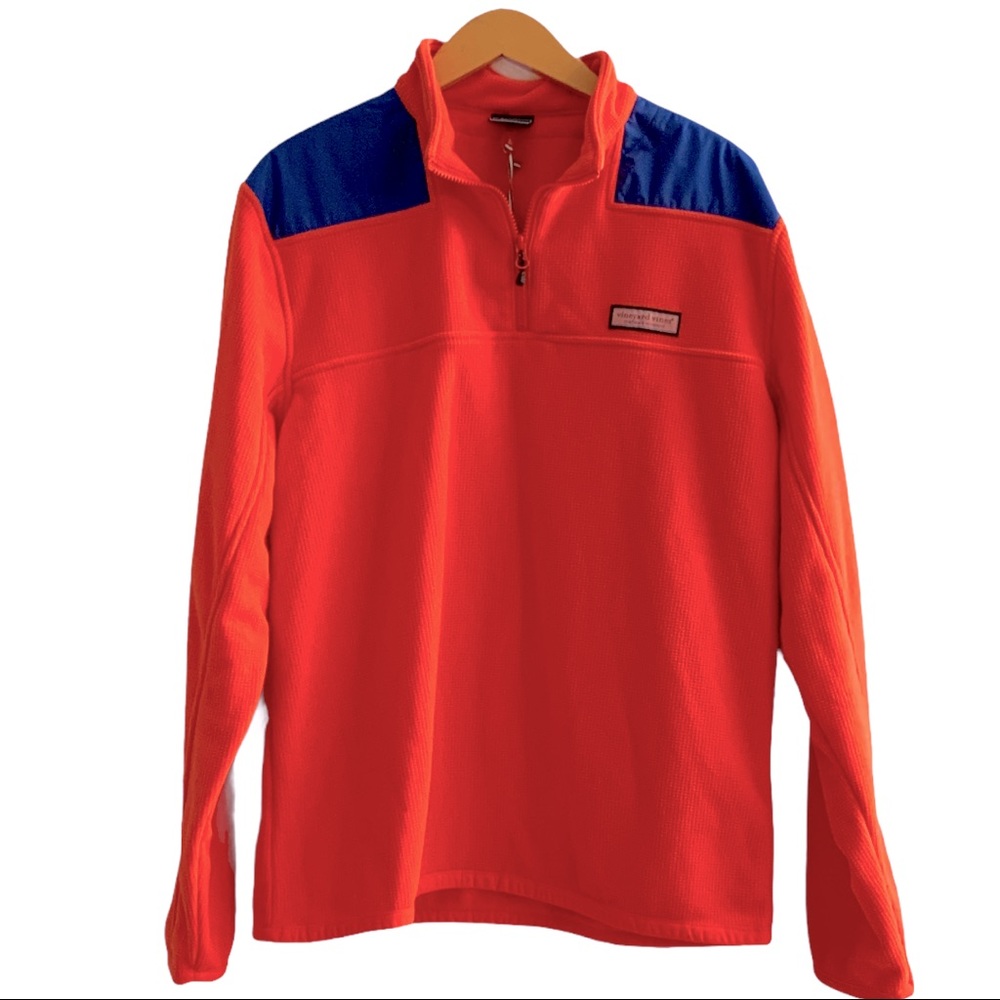 NWT Vineyard Vines Grid Fleece Shep 1/4 zip Men’s L